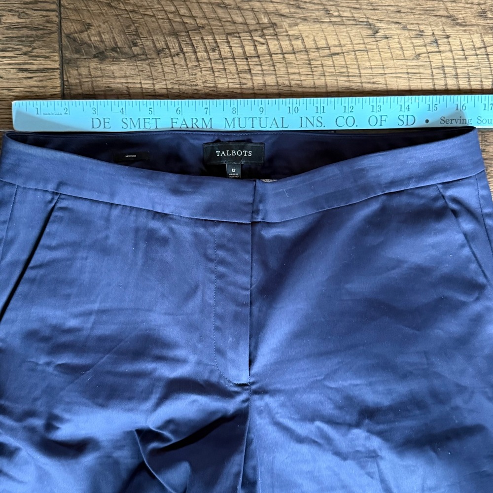 Talbots Heritage Navy Blue 100% Cotton Straight Leg Dress Pants Womens 12 - Picture 3 of 6